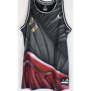 Vintage Jordan Basketball Jersey Youth Large Bred XII Print Dri Fit Boy Tank Top